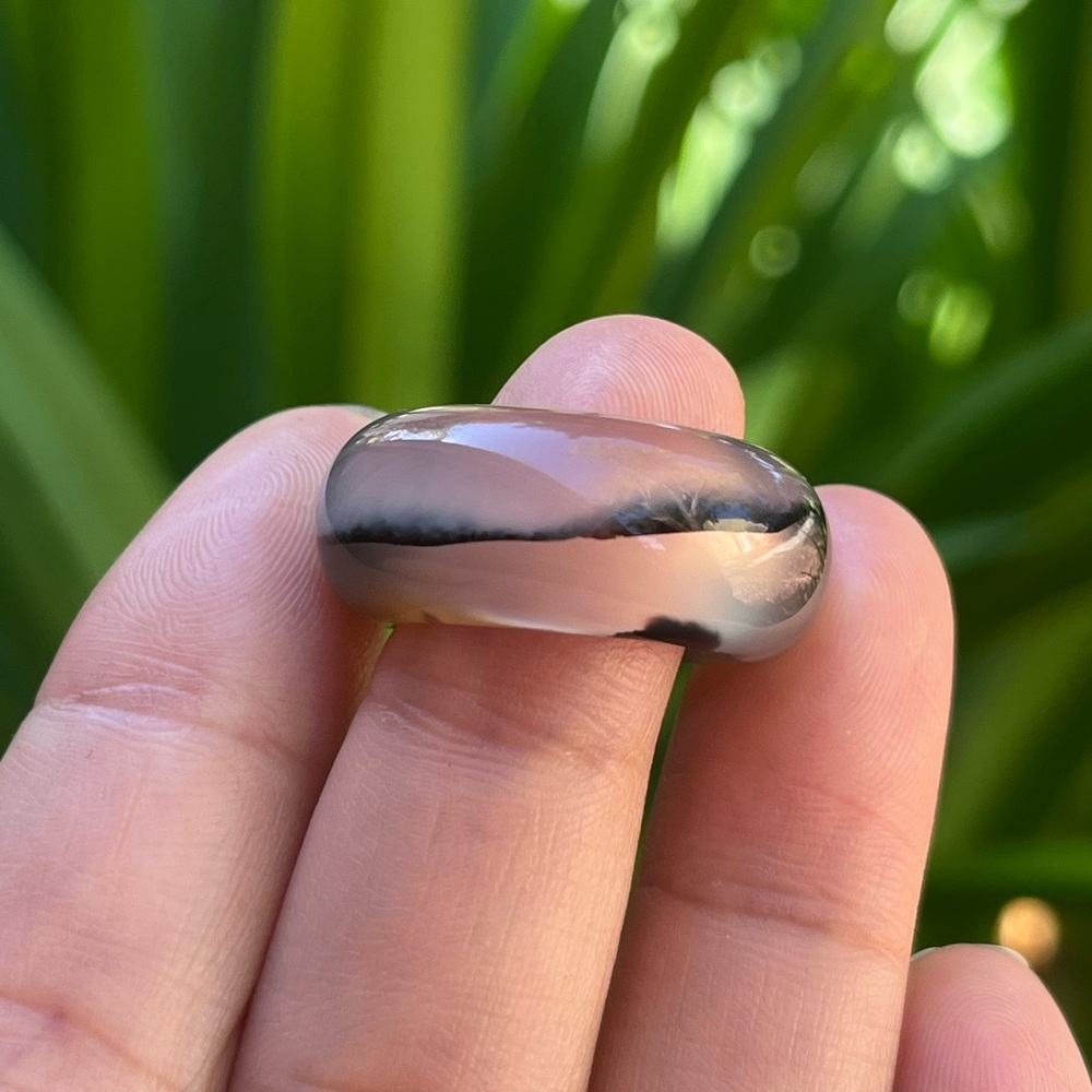 SIZE 6.5 Unique Natural Scenery Dendritic Translucent Agate Band Ring 0260 - Picture 4 of 8